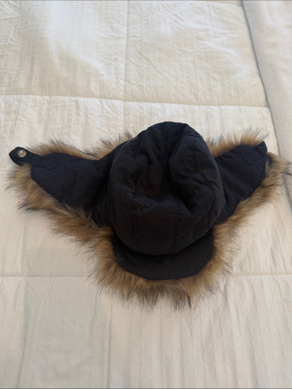 GAP Kids Black Hood with Brown Faux-Fur Trim